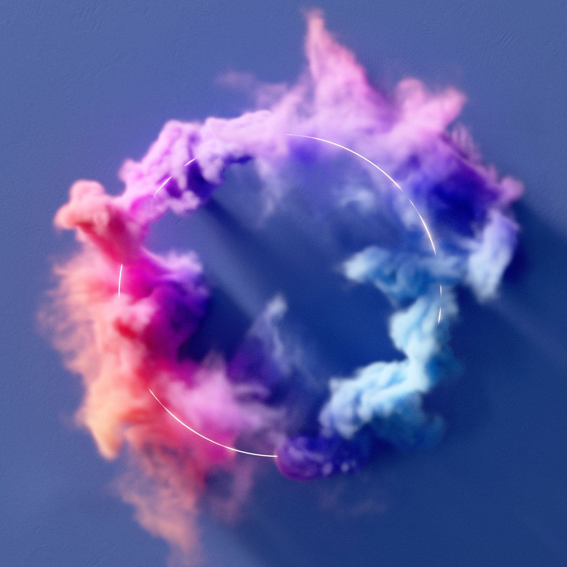Abstraktes Bild mit einem Ring und Farbwolken zur Verdeutlichung von Corporate Design